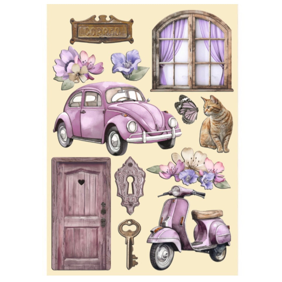 Stamperia - Lavender Colored Wooden Shapes A5