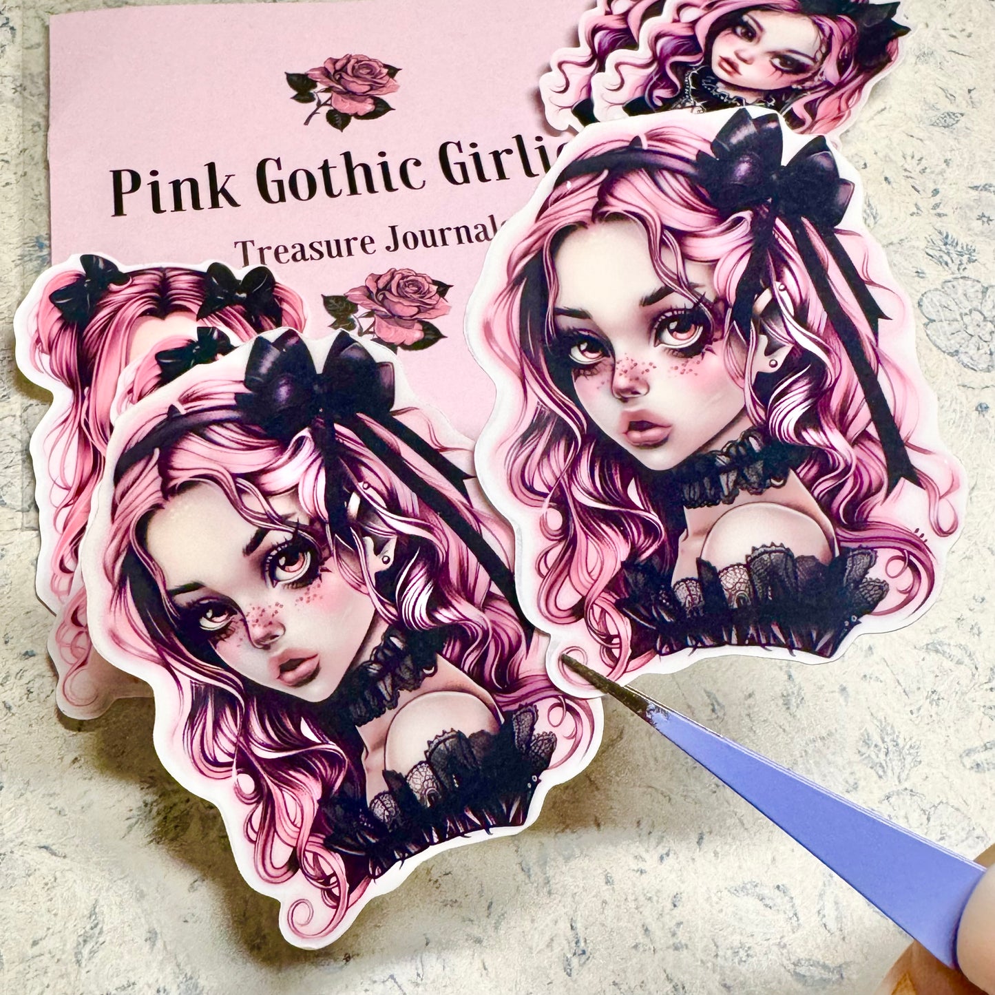 Pink Gothic Girlies Stickers - Treasure Journals