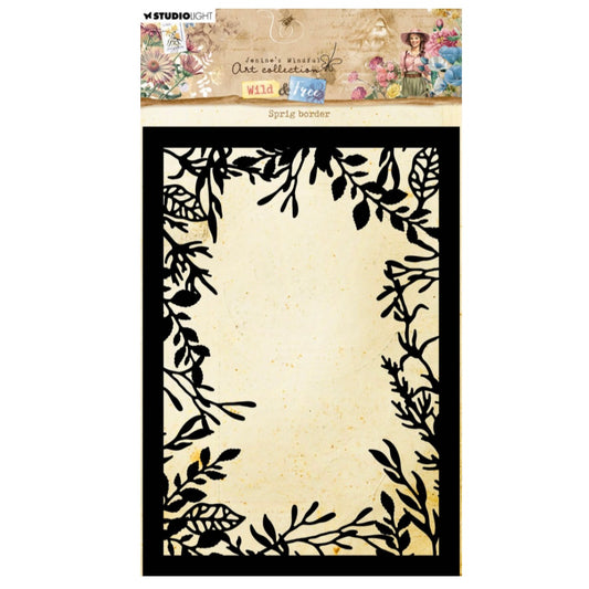 Wild & Free - Mask Stencil - Sprig Border - Jenines Mindful Art - Studio Light