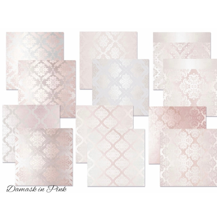 Damask in Pink 8x8 Inch Paper Pack (Double-sided)