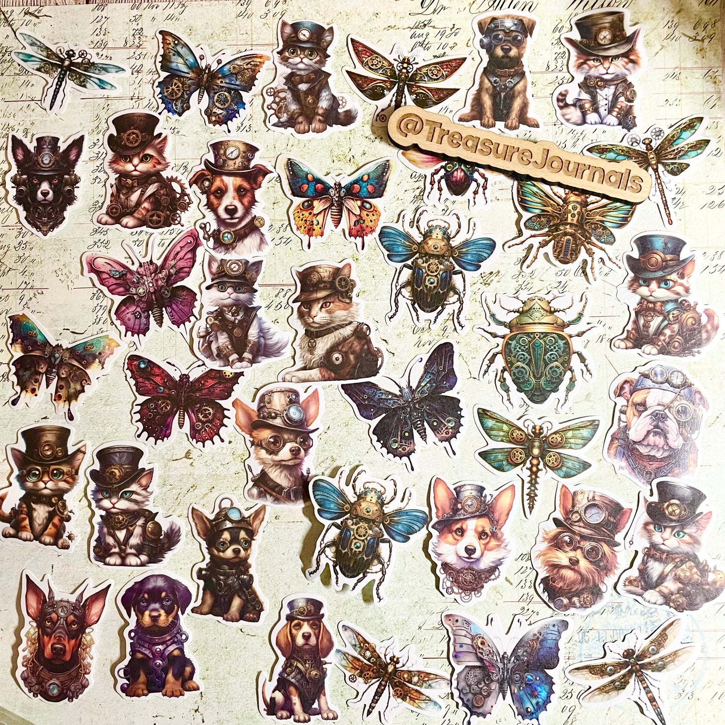 Steampunk Creatures 60pc Sticker Set