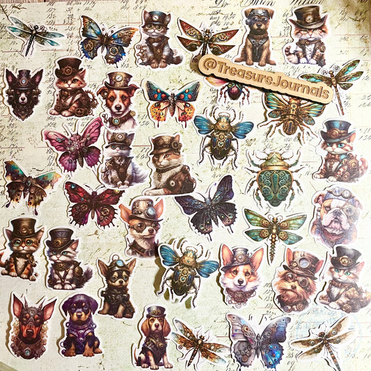 Steampunk Creatures 60pc Sticker Set