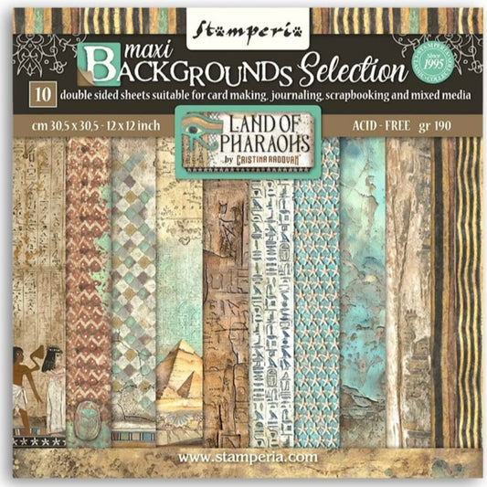 Land of Pharaohs Backgrounds 12x12 Inch Paper Pack - Stamperia