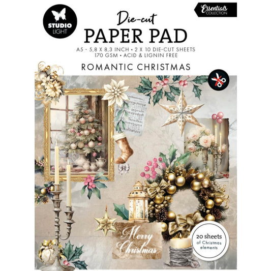 Romantic Christmas A5 Christmas Essentials Die-Cut Designer Paper Pad - Studio Light