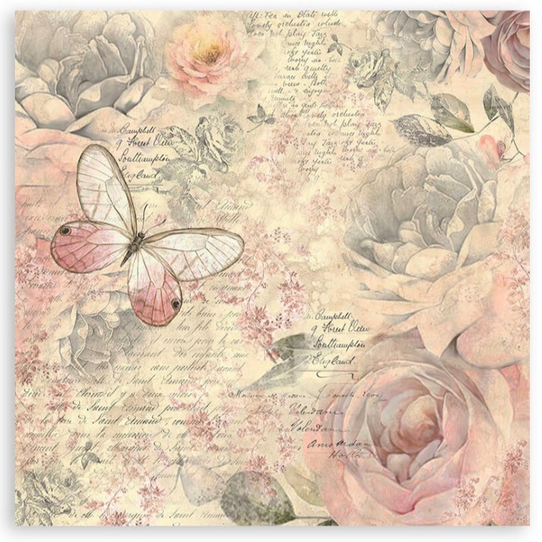 Shabby Rose 12x12 Inch Fabric Sheets (4pcs) - Stamperia