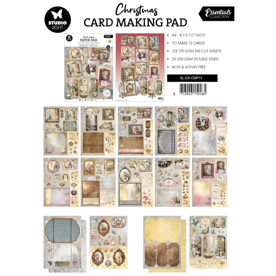 Romantic Christmas A4 Christmas Essentials Card Making Pad - Studio Light