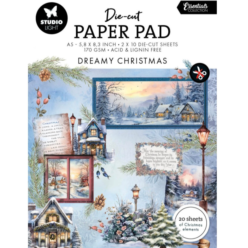 Dreamy Christmas A5 Christmas Essentials Die-Cut Designer Paper Pad - Studio Light