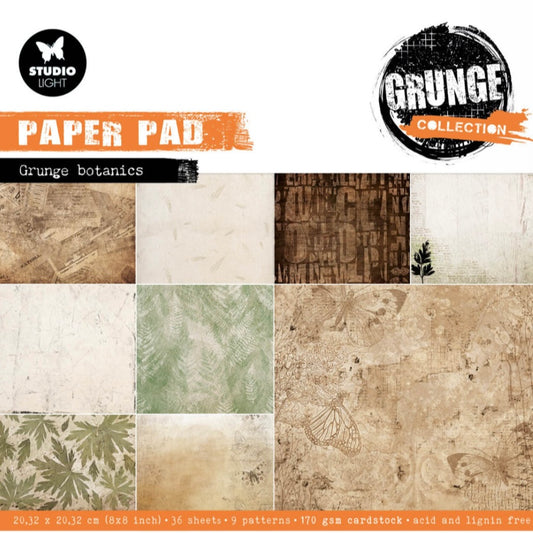 Grunge Botanics 8x8 Inch Grunge Paper Pads