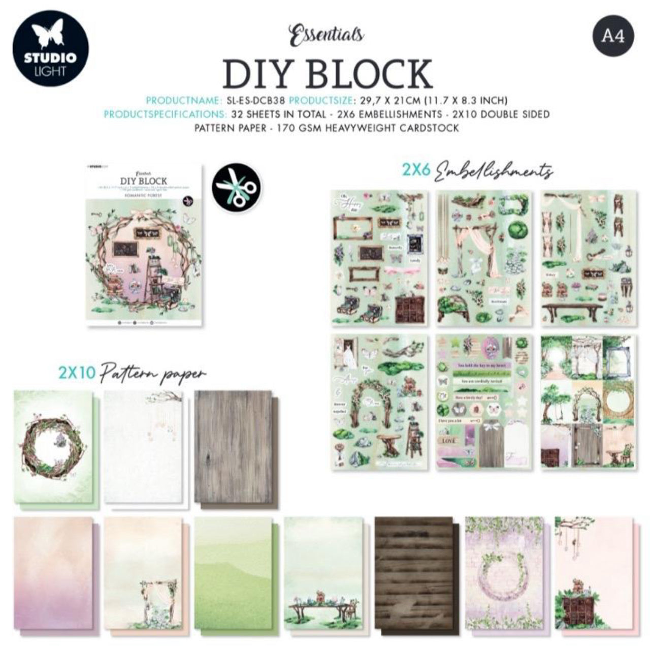 Romantic Forest DIY Block - Studio Light - A4