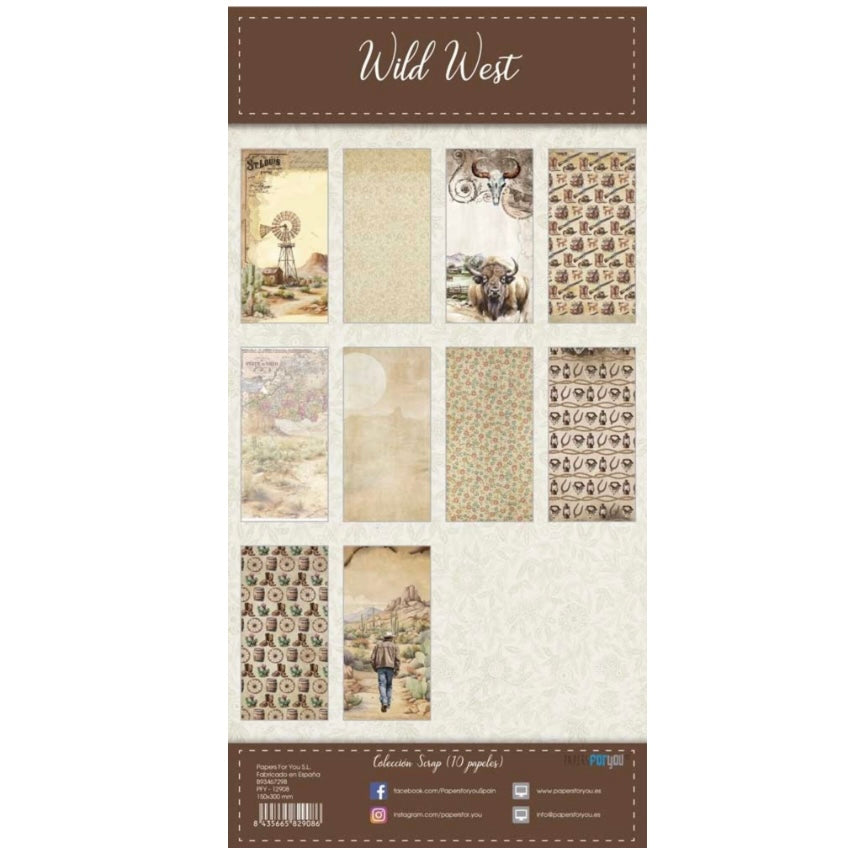 Wild West Slim Scrap Paper Pack 6x12" (10pcs) - Papers For You