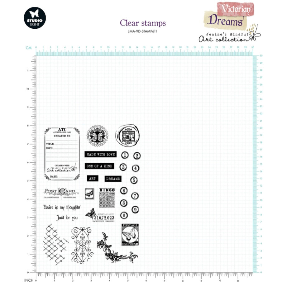 Victorian Dreams Clear Stamp ATC Embellishments - Studio Light