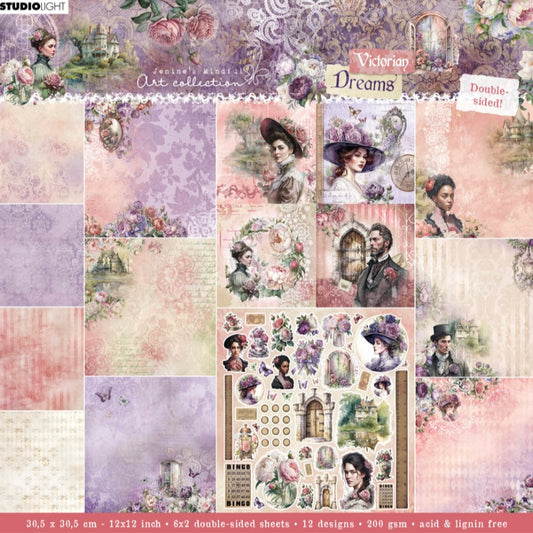 Victorian Dreams Designer 12x12” Paper Pad Scrapbooking - Studio Light