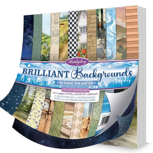 Brilliant Backgrounds - By Land, Sea and Air - 8" x 8" Paper Pad - Hunkydory