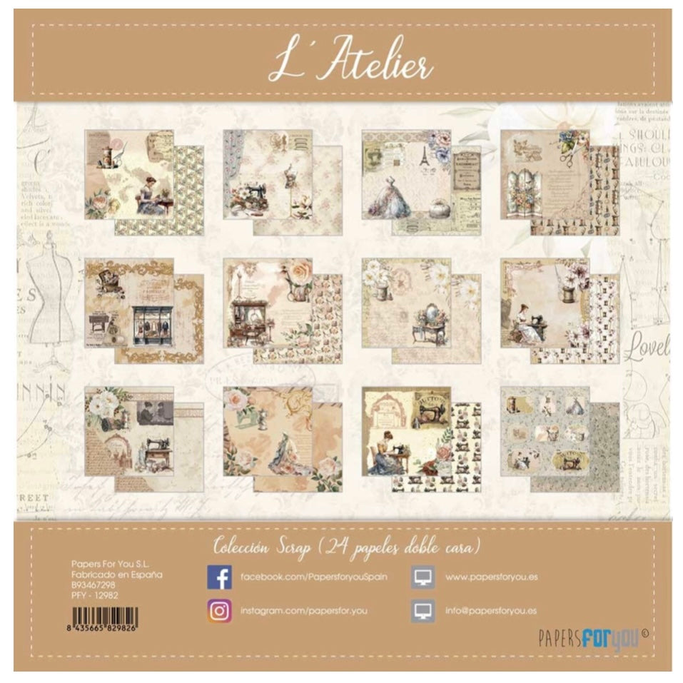 Papers For You - L'Atelier Midi 8x8 Scrap Paper Pack (24pcs)