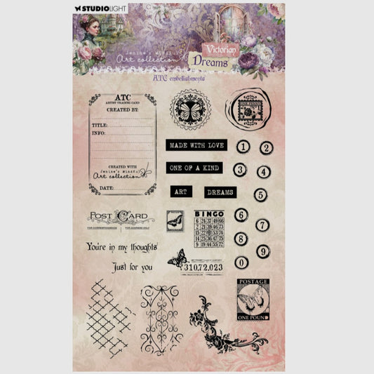 Victorian Dreams Clear Stamp ATC Embellishments - Studio Light