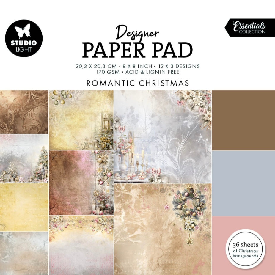 Romantic Christmas 8x8 Inch Christmas Essentials Design Paper Pad - Studio Light