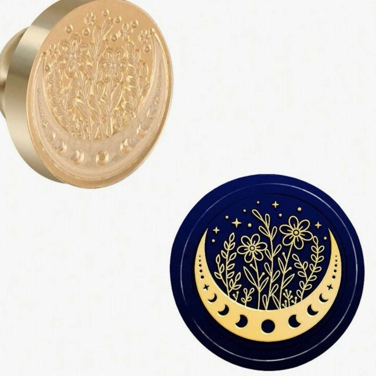 Floral Moon Wax Stamp Head