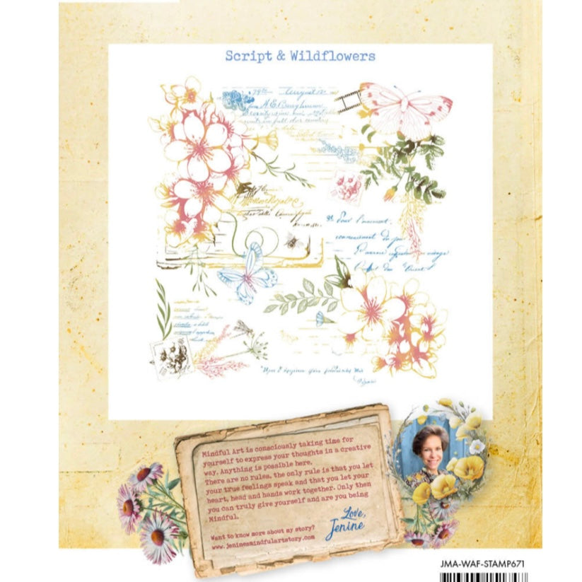 Wild & Free Clear Stamp - Script & Wildflowers - Jenines Mindful Art - Studio Light