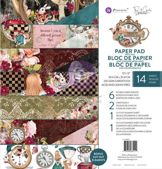 Lost In Wonderland 12x12 Inch Paper Pad - Prima Marketing