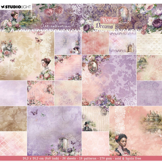 Victorian Dreams Designer Paper Pad - Background Designs - 8x8” - Studio Light