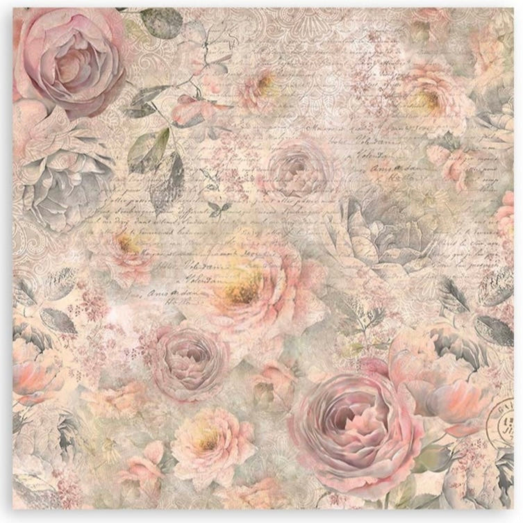 Shabby Rose 12x12 Inch Fabric Sheets (4pcs) - Stamperia