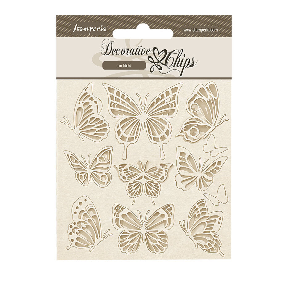 Stamperia - Lavender Decorative Chips Butterflies