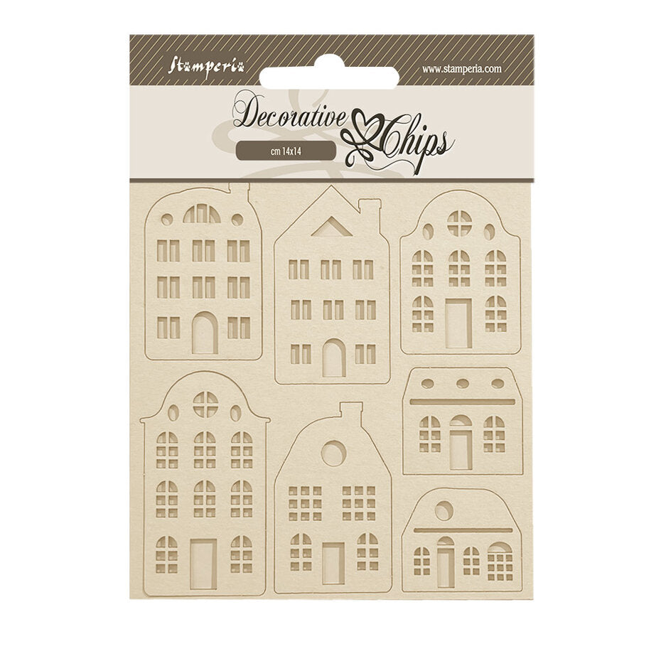 Stamperia - Lavender Decorative Chips Cozy Houses