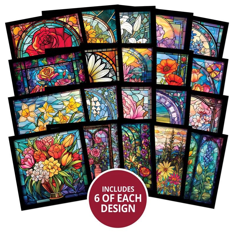 The Square Little Book of Stained Glass Florals - Hunkydory