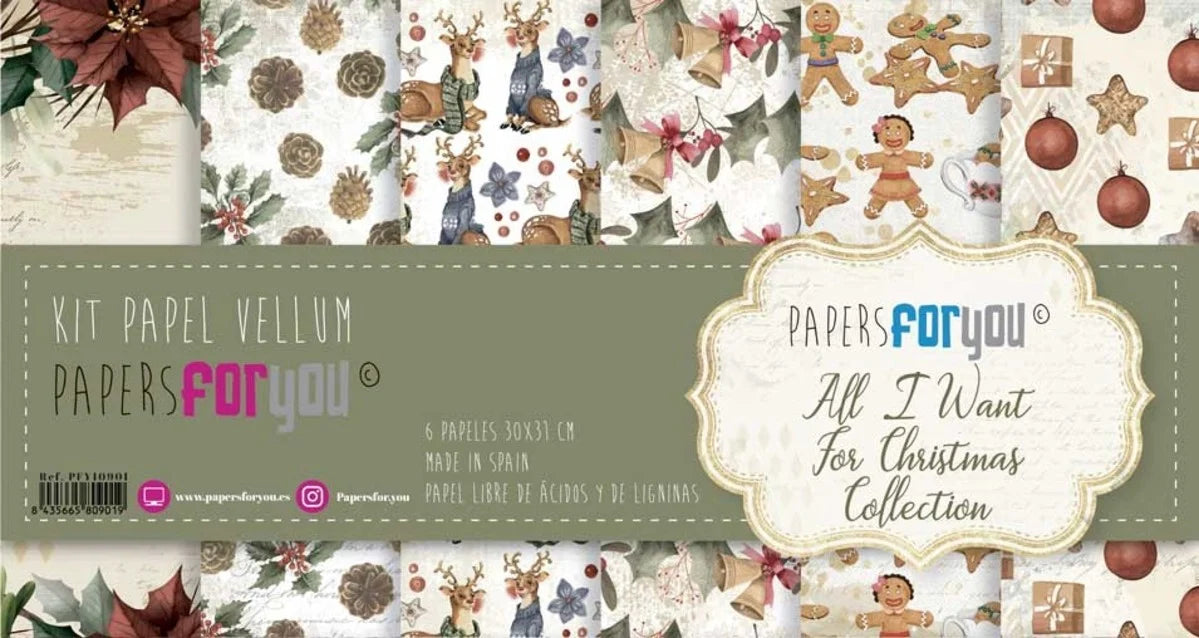 All I Want For Christmas Vellum Paper Pack (6pcs) - Papers For You