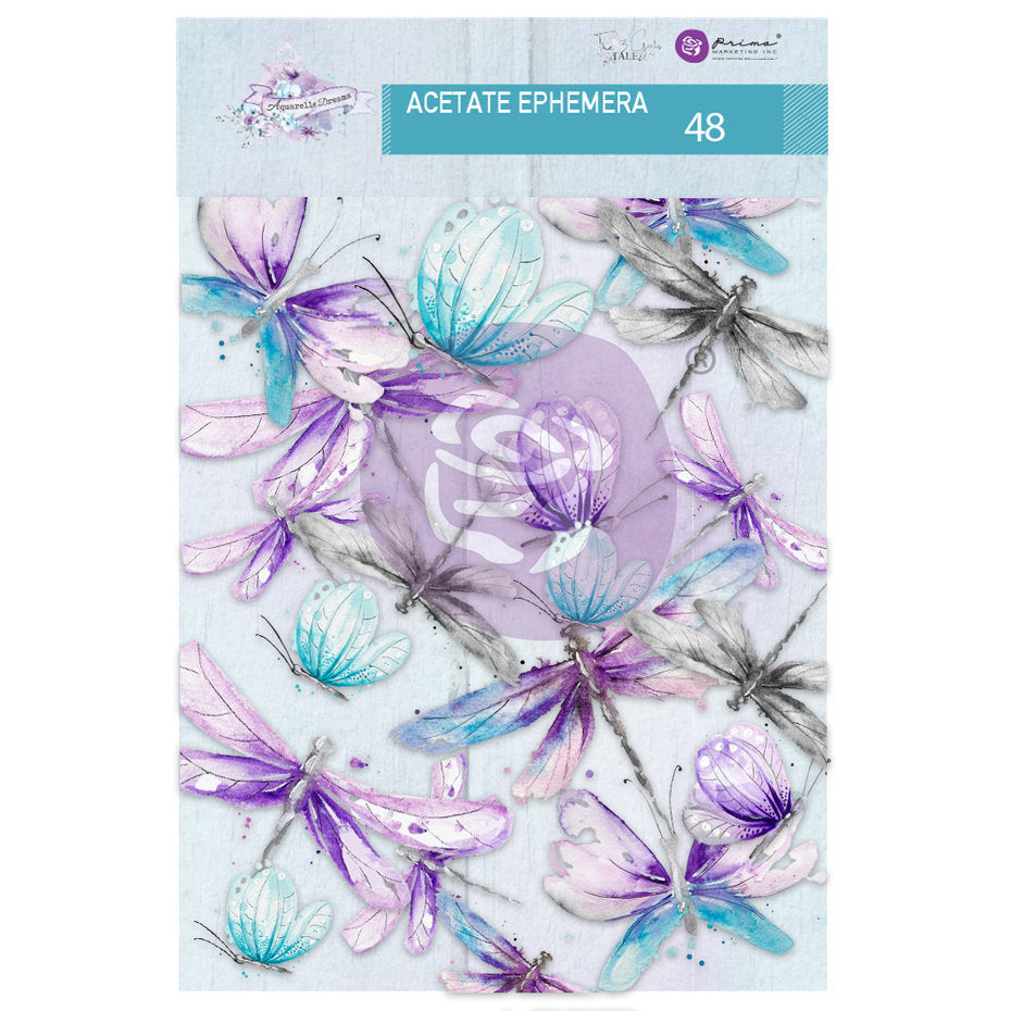 Aquarelle Dreams Acetate Ephemera Dragonflies (48pcs) - Prima Marketing